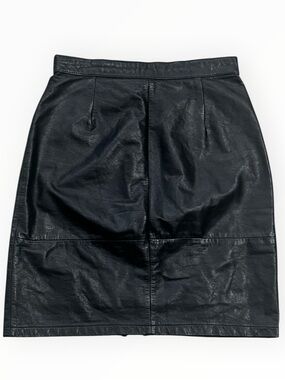 CHARLEY’S Black Leather Pencil Mini Skirt Classic 5 6 S Moto Party Sexy Vintage
